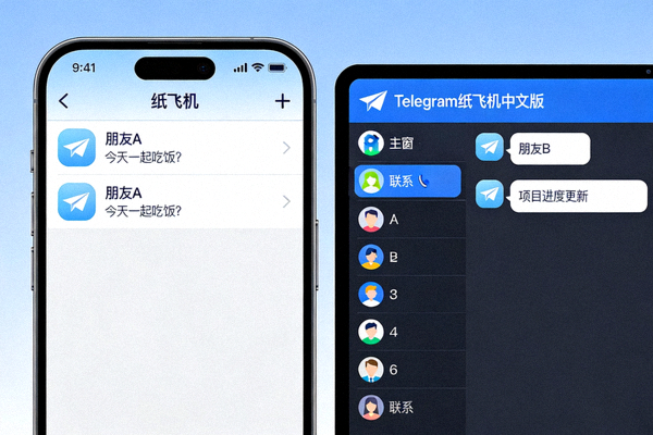 Telegram纸飞机中文版在手机和电脑上的界面展示图