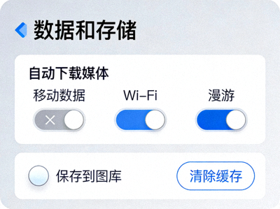 Telegram纸飞机中文版中数据和存储设置界面，展示自动下载媒体选项的截图