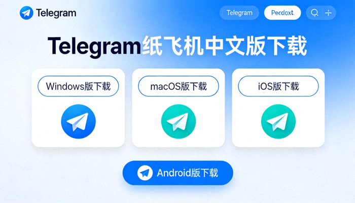 Telegram纸飞机中文版官方网站下载页面截图，展示各平台下载按钮