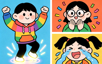 展示一系列生动有趣的动态GIF表情包，如跳舞、鼓掌、流泪大笑等